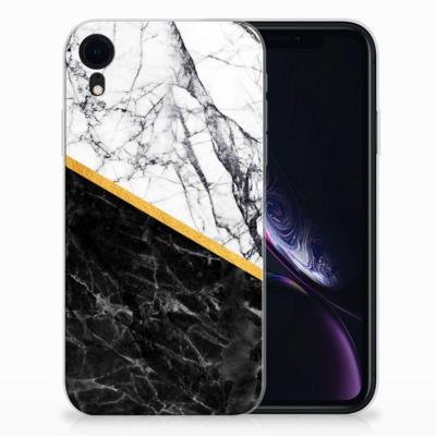 Apple iPhone Xr | TPU | Siliconen hoesje | Marmer Wit Zwart - Origineel Cadeau Man