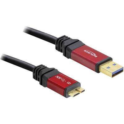 Delock 82762 USB-kabel USB 3.2 Gen1 USB-A stekker, USB-micro-B 3.0 stekker 3.00 m Rood, Zwart Vergulde steekcontacten, UL gecertificeerd