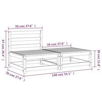 Tuinbank zonder armleuning met voetenbank grenenhout wasbruin - thumbnail