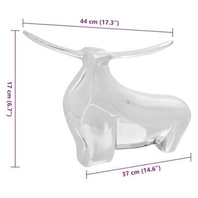 VidaXL Stierensculptuur zilver 37 x 44 x 17 cm aluminium VidaXL Stierensculptuur zilver 37 x 44 x 17 cm aluminium