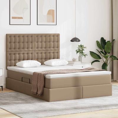 Opslag bed met matras Cappuccino 140 x 190 cm Nep Leer