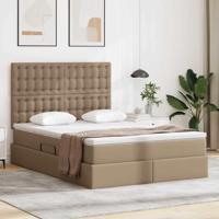 Opslag bed met matras Cappuccino 140 x 190 cm Nep Leer - thumbnail