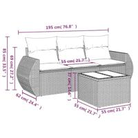 4-delige Loungeset met kussens poly rattan beige - thumbnail