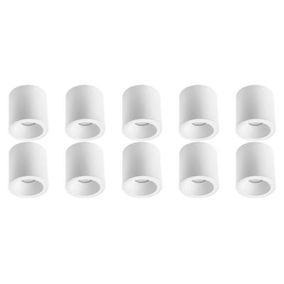 Opbouwspot 10 Pack - Pragmi Cliron Pro - GU10 Fitting - Opbouw Rond - Mat Wit - Aluminium - Verdiept - Ø90mm