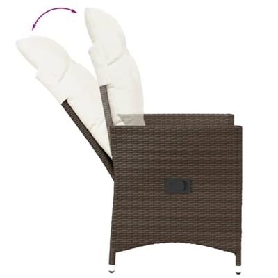 3-delige Bistroset met kussens poly rattan bruin - thumbnail