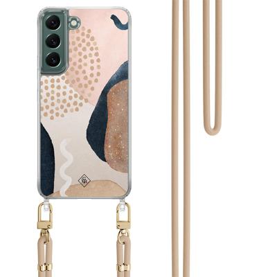 Samsung Galaxy S22 hoesje met beige koord - Abstract dots