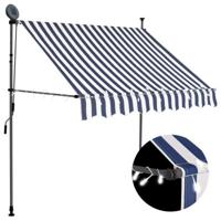 Luifel handmatig uitschuifbaar met LED 200 cm blauw en wit - thumbnail