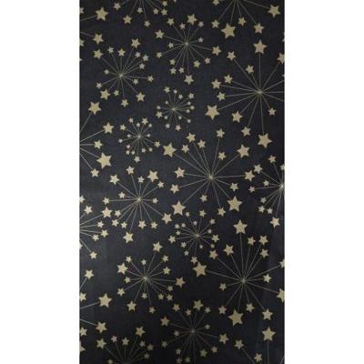 Zijdevloei papier 50x75cm 22gr 100 vel zwart met gouden sterren