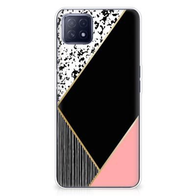 OPPO A53 5G | OPPO A73 5G | TPU Hoesje | Zwart Roze Vormen
