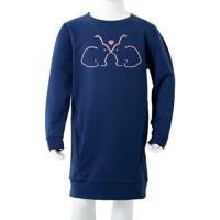 Kinderjurk konijnenprint 104 marineblauw - thumbnail