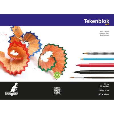 Kangaro K-5550 Tekenblok 270x360mm 200gr 20 Vel, Wit