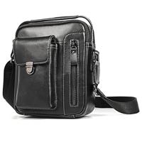 6029 multifunctionele mode top-nerf leder Messenger Bag casual mannen Schoudertas (zwart) - thumbnail