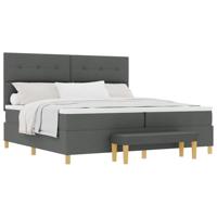 Boxspringbed met matras en bank stof donkergrijs 200x200 cm - thumbnail