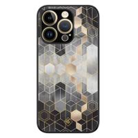 iPhone 14 Pro glazen hardcase - Grey cubes - thumbnail