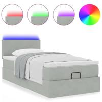 Ottoman bed met matras en LED's 80x200cm fluweel lichtgrijs - thumbnail