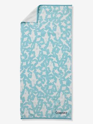 Personaliseerbare bad-/strandhanddoek, met gerecycled katoen blauw, bedrukt Personaliseerbare bad-/strandhanddoek, met gerecycled katoen blauw, bedrukt