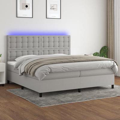 Boxspring met matras en LED stof lichtgrijs 200x200 cm