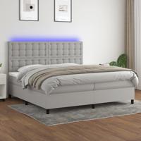 Boxspring met matras en LED stof lichtgrijs 200x200 cm - thumbnail