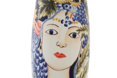 Vaas DKD Home Decor 14 x 14 x 39 cm Gezicht Porselein Blauw Multicolour