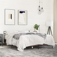 Bedframe bewerkt hout metaal bruin eikenkleur 160x200 cm - thumbnail