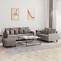 3-delige Loungeset met kussens stof taupe - thumbnail