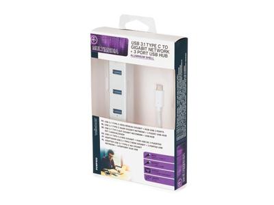 USB-C 3.1 hub 3x USB-A 3.0 + 1x 8P8C (RJ45) Velleman PCMP202