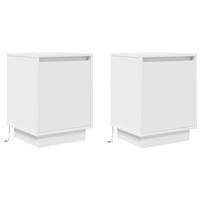 Nachtkastjes met led-verlichting 2 st 38x34x50 cm wit - thumbnail