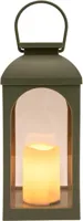 Anna's Collection Lantaarn solar met kaars 11 x 11 x 27 cm Olijf - thumbnail