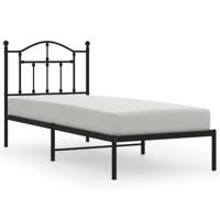 Bedframe met hoofdbord metaal zwart 90x190 cm - thumbnail