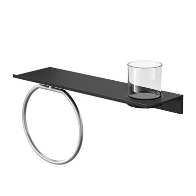 Planchet met Glas en Handdoekring Geesa Leev 40 cm RVS Zwart Planchet met Glas en Handdoekring Geesa Leev 40 cm RVS Zwart
