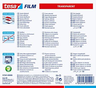 tesa 57341-00008-01 Plakband tesafilm Transparant (l x b) 33 m x 15 mm 1 stuk(s) tesa 57341-00008-01 Plakband tesafilm Transparant (l x b) 33 m x 15 mm 1 stuk(s)