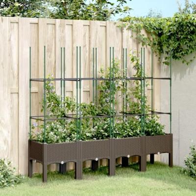 VidaXL Plantenbak met latwerk 160x40x142,5 cm polypropeen bruin VidaXL Plantenbak met latwerk 160x40x142,5 cm polypropeen bruin