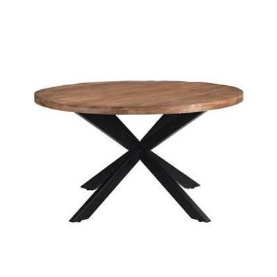LivingFurn Ronde Eettafel 'Rocky' Mangohout en staal, 150cm