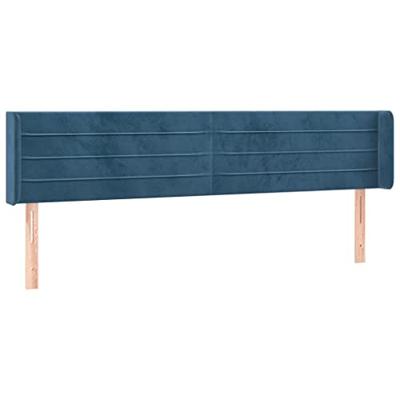 Hoofdbord met randen 203x16x78/88 cm fluweel donkerblauw