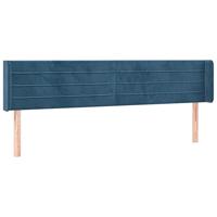 Hoofdbord met randen 203x16x78/88 cm fluweel donkerblauw - thumbnail