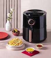 arzum AR2062-G Airfryer 4 l 1350 W Oververhittingsbeveiliging, Anti-aanbaklaag Zilver, Zwart - thumbnail
