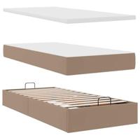 Ottomaanse bed met matras 90x190cm kunstleer cappuccinokleurig - thumbnail