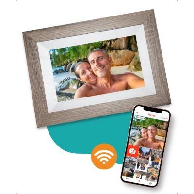 Pora&co Digitale Fotolijst met WiFi & Frameo App 8 inch, bruin / hout