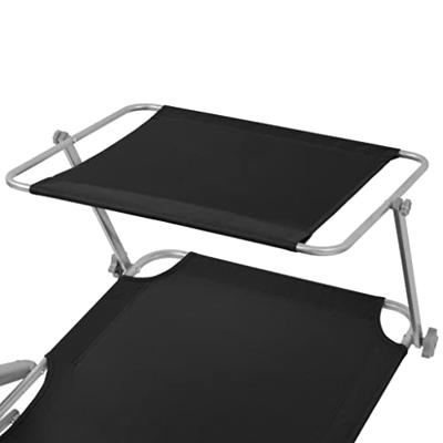 VidaXL Ligbed met luifel staal zwart VidaXL Ligbed met luifel staal zwart