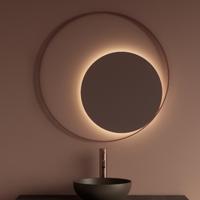 Spiegel Gliss Design Kosmos Koper Rosé Rond met Frame en Indirecte LED Verlichting 80 cm - thumbnail