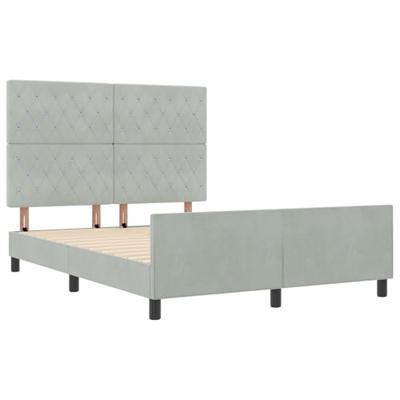 Bedframe met hoofdeinde Lichtgrijs 140 x 200 cm Fluweel