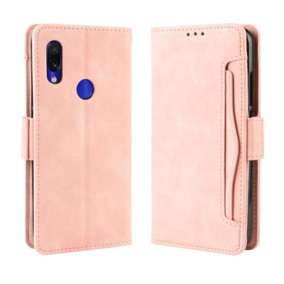 Portemonnee stijl huid voelen kalf patroon lederen draagtas voor Xiaomi Redmi 7 met aparte kaartsleuf (roze)