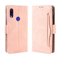 Portemonnee stijl huid voelen kalf patroon lederen draagtas voor Xiaomi Redmi 7 met aparte kaartsleuf (roze) - thumbnail