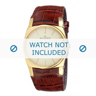 Horlogeband Skagen 759LGL Croco leder Cognac 23mm