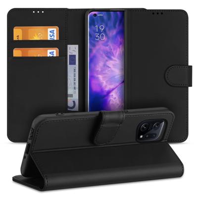 OPPO Find X5 Boekhoesje Zwart met Stand Case en Pasjeshouder