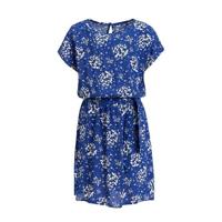 WE Fashion jurk met all over print en ceintuur blauw/wit/zwart - thumbnail