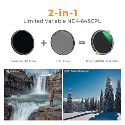 K&F Concept ND4-64 + CPL 2-in-1 Filter Nano X - 55 mm