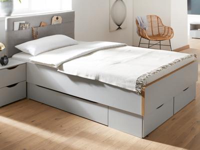 Tweepersoonsbed LIASTA 140x200 cm zijdegrijs met lades Tweepersoonsbed LIASTA 140x200 cm zijdegrijs met lades