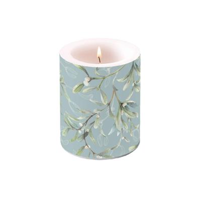 Ambiente stompkaars mistletoe all over 10x12 cm groen Ambiente stompkaars mistletoe all over 10x12 cm groen