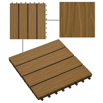 Terrastegels diep relif 30x30 cm 1 m HKC teakkleur 11 st - thumbnail
